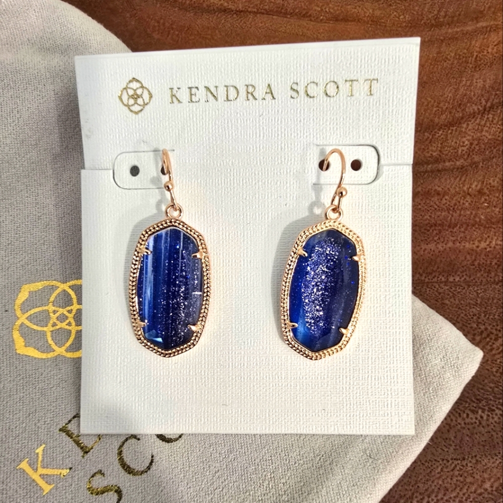 *Rare* Kendra Scott Dani Navy Dusted Rose Gold - Picture 4 of 5